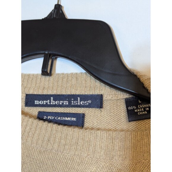 Northern Isles Beige 100% Cashmere Crewneck Sweater Mens Medium Soft & Warm - Picture 3 of 4